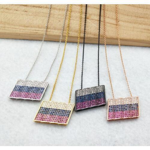 5 Pieces Micro Pave Crystal Cubic Zirconia Pendant handcrafted Charm women Jewelry Finding,Russia flag Necklace NK339