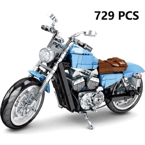 729PCS City technical Motorcycle MOC Model Building Blocks Mechanic Racing Car Bricks Assembly Toys For Children Boys