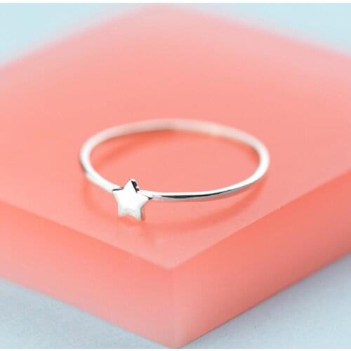 925 Sterling Silver Star Simple Midi Pinkie Knuckle Ring Jewelry A3449
