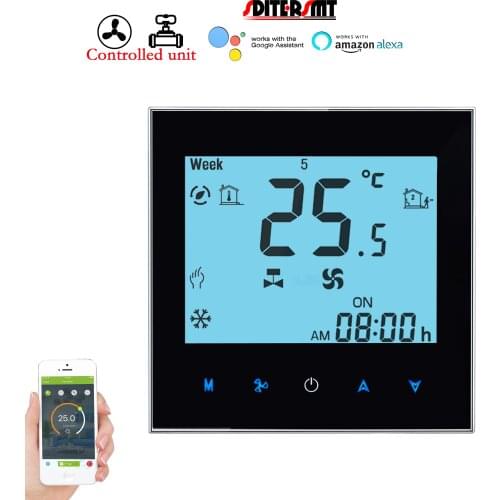 95-240V RS485/WIFI Dual Sensor Thermostat 24V with Temperature Controlled Box 2Pipe Heater Cooler Regulator
