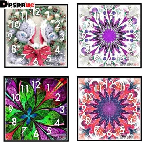 With Clock Full Drill Diamond Painting Cross Stitch Datura flowers Mosaic 5D Diy Square Round Christmas Cute 3d Embroidery Gift