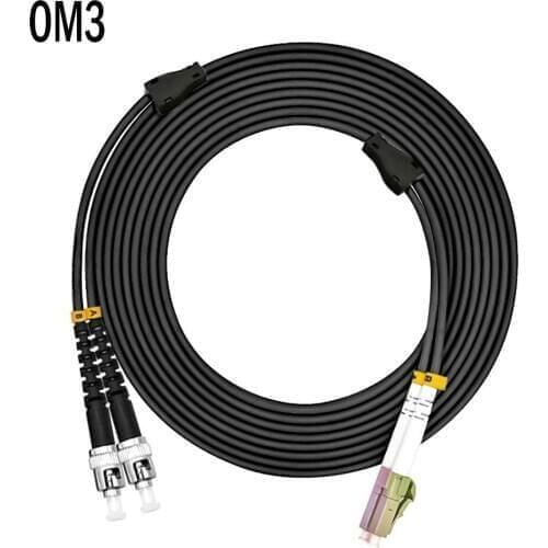 Outdoor Armored 20Meters LC-ST Duplex 10 Gigabit 50/125 Multi-mode Fiber Optical Cable OM3 Black 10GB LC to ST Patch Cord Jumper
