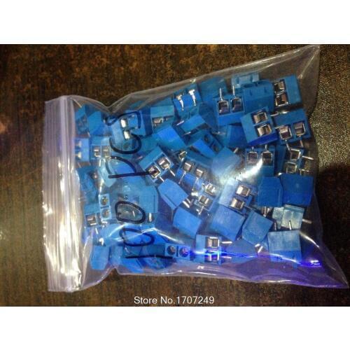 FREE SHIPPING 100PCS KF301-2P KF301-5.0-2P KF301 "- "Screw 2Pin 5.0mm Straight Pin PCB Screw Terminal Block Connector