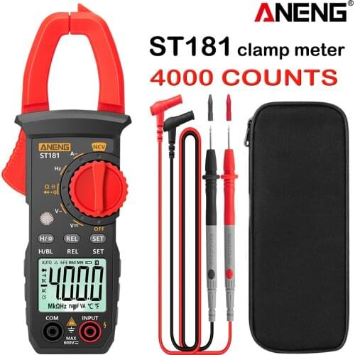 ANENG ST181 Digital Clamp Meter DC/AC Current 4000 Counts Multimeter Ammeter Voltage Tester Car Amp Hz Capacitance NCV Ohm Test