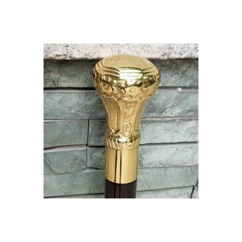 Grandpa Good Lucky Old Folk 37" China BRASS God Round headed gentleman Crosier Walking Stick Brass A cane Crafts Arts