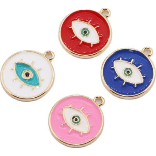 Eruifa 6pcs 15mm Beautiful Eye Epoxy Enemal Coin Zinc Alloy Necklace,Earring Bracelet Jewelry DIY Handmade