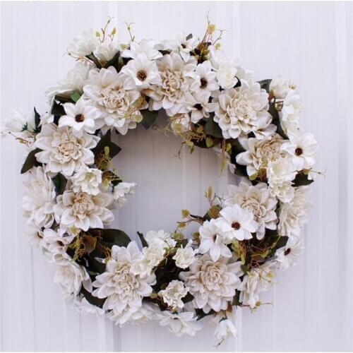 50cm European-style Dahlia Flower Garland Door Ornaments Artificial Handmade Garland Bride Wedding Home Decoration Garland