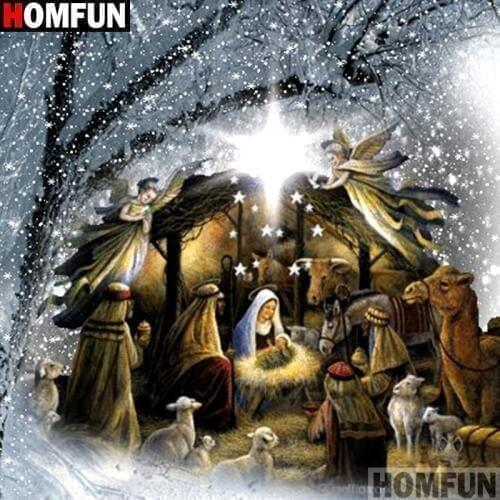 HOMFUN Full Square/Round Drill 5D DIY Diamond Painting "Religious Jesus" 3D Embroidery Cross Stitch 5D Home Decor A11707