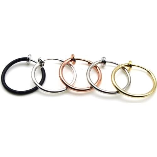Clip On Earrings For Women Men Fake Spring Clip On Nose Clips Ring Stealth Hoop Lip Ring Helix Ring hoop No Piercing earring