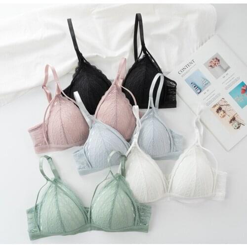 Floral Lace Bras for Women Sexy Lingerie Beauty Back Deep V Bralette Wire Free Thin Underwear Push Up Bra Female Brassiere