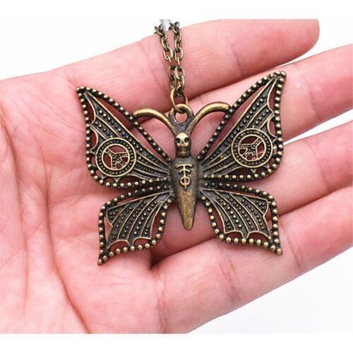 Hot Sale Antique Bronze 54*46mm Butterfly Pendant Necklace , 70cm Chain Long Necklace