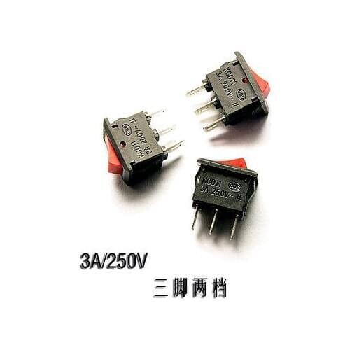 10PCS 2 files 3 Pin small red rocker switch rocker switch power switch 3A 250V