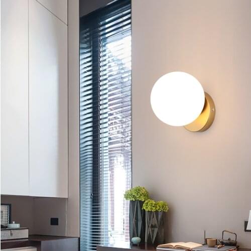 Nordic Minimalist Led Wall Lamps Glass Ball Mounted Apply Wall Vanity Stairs Bedside Bathroom Mirror Home Decor Indoor Lighting