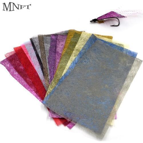 MNFT 8Pcs Fly Tying Wing Material Web Flash Foil 14X27cm Waterproof Plastic Mesh Film Caddis Fly Insect Wing Tying Material