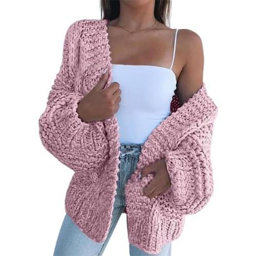 Fashion Women Winter Faux Mohair Knitted Sweater Loose Warm Cardigan Casual Coat