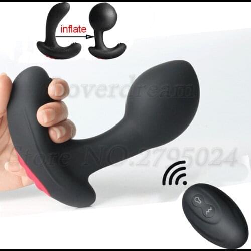 Inflatable Wireless Control male Silicone Prostate Massager Anus Dialtor Sex Toys For Men Women Anal Plug Vagina Dildo Vibrator