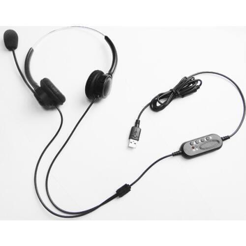 2017 New Hands-free Call Center USB Plug Binaural Surround Stereo Headset with Mic Microphone Earpiece for Laptop
