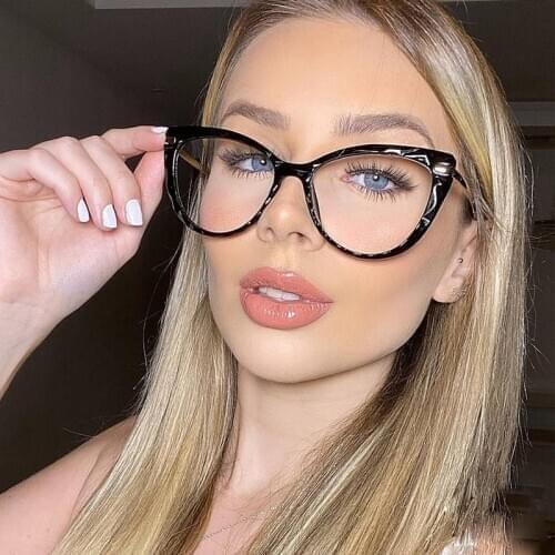 New Fashion Luxury Sexy Cat Eye Anti-blue Glasses Frame Women Vintage Transparent Eyeglasses Female Spectacles Oculos Feminino
