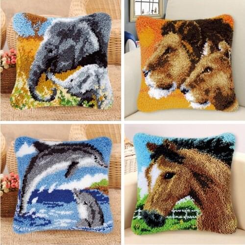 Animal Knooppakket Klink Haak Kleed Smyrna Bloemen Cross Stitch Pillows Borduurpakket Kussen latch hook Pillow 3D Do It Yourself