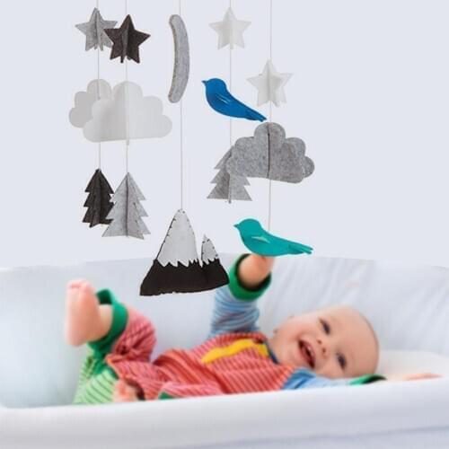 Crib Pendant Mobile Star Cloud Bird Baby Ceiling Hanging Nursery Decoration Handmade Fabric; Three-dimensional Pendant