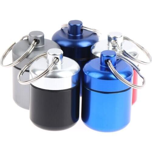 Portable Aluminum Alloy Waterproof Pill Box Container Medicine Storage Box Bottle Case Medicine Bottle With Key Ring
