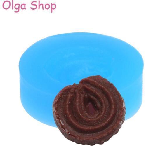 QYL104 17.4mm Danish Butter Cookie Silicone Mold Biscuit Candy Chocolate Miniaturesweet Resin Jewelry Making Necklace Earring
