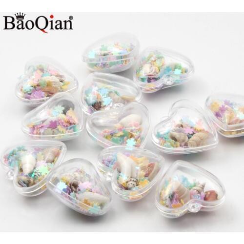 5Pcs Colorful Transparent Marine Shell Heart 29x30mm For Hanging Room Decoration Kids Room Wishing Bottle Pendant