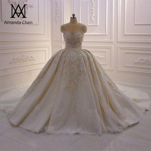 Abiye elbise Cap Sleeve Lace Appliques Crystal Glitter Luxury Wedding Dress
