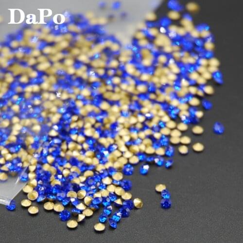 Sapphire Color Glass Point Back Chaton Hot Sale SS4-SS30 Round Crystal Rhinestones Glue Beads Stones Wedding Dress
