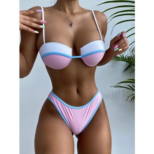 Sexy Bikinis Mujer Push Up Swimwear Bandeau Underwire Swimsuit Women Beach Bathing Suit Bikini Brazilian Maillot De Bain Femme