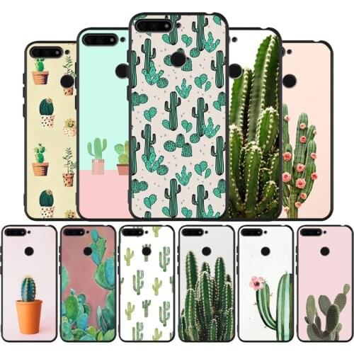 Cute Plant Cactus black Silicone Phone Case For honor 30 20 Pro 8 8X 9 10 20 Lite Mate 10 20 30 Lite Pro cover