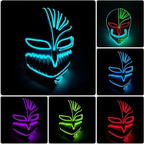 Glowing Anime Mask Japanese Bleach Cosplay EL Wire Mask For Halloween Carnival