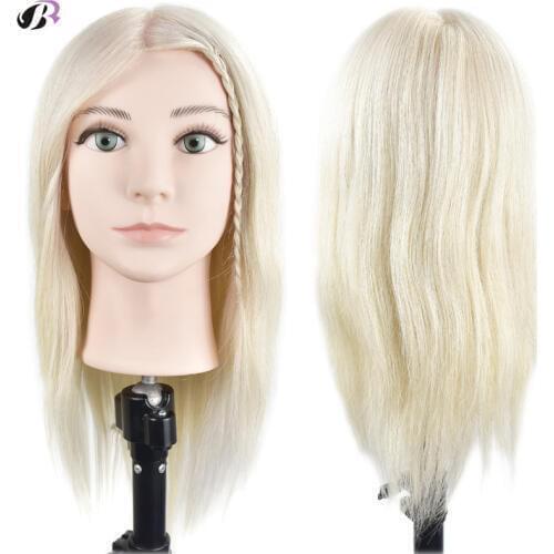 New Arrival Blonde 16inch Training Head With 100% Natural Human Hair Hairstyles Dummy Mannequin Head Hairdressing Manikin Dolls