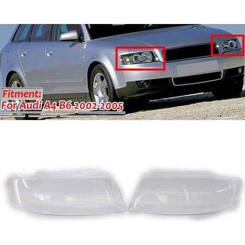 1Pair Car Headlight Head Lamp Cover Clear Headlamp Lens Replacement Left Right For Audi A4 B6 2002 2003 2004 2005