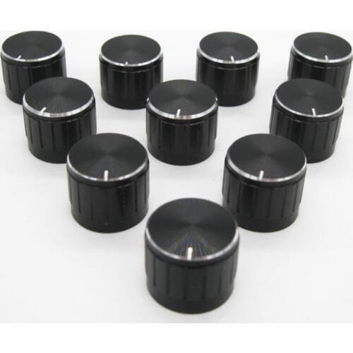 10pcs Volume Control Rotary Knobs black For 6mm Dia. Knurled Shaft Potentiometer Audio amplifier knob switch Size: 21MM x 17MM