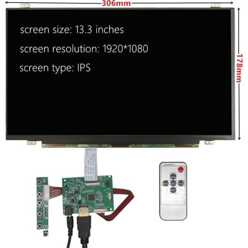 13.3 Inch For Raspberry Pi Banana/Orange Pi Mini Computer IPS LCD Screen Display Monitor With Remote HDMI Driver Control Board