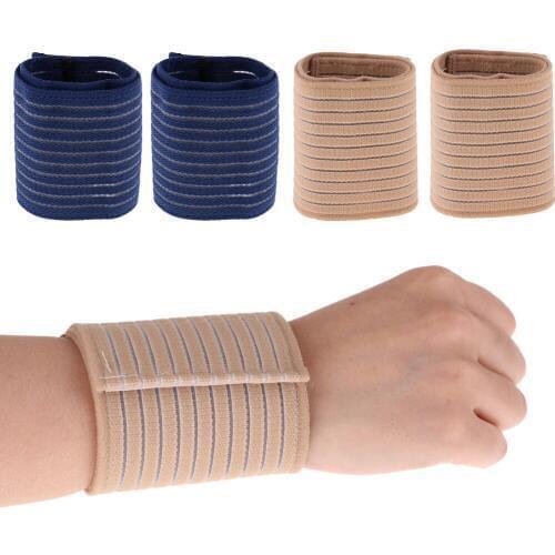 2 Pairs Wrist Band Support Sleeve - Adjustable Compression Strap Elastic & Breathable Fabric for Tennis, Sports, Exercise