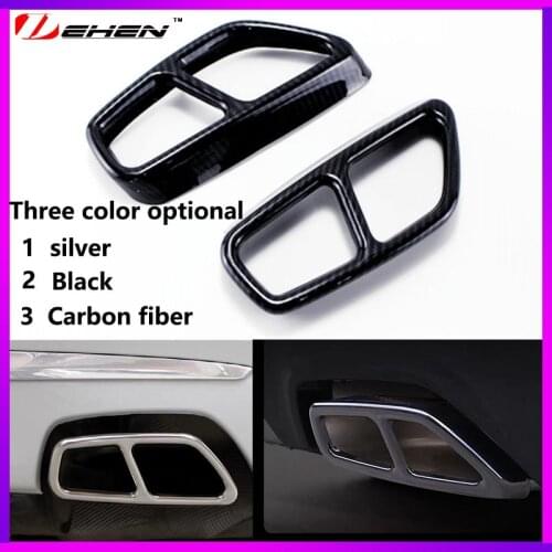 2PCS/Set Stainless Rear Dual Exhaust Pipe Cover Trims Glossy Black carbon fiber For BMW 5 Series 6 Series G30 G31 G32 17- 21