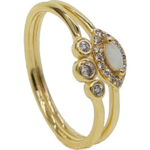 2pcs set Ring with opal cz Anillos Turkish Evil Eye Rings Jewelry Bff Best Friends Couple Fashion Designer