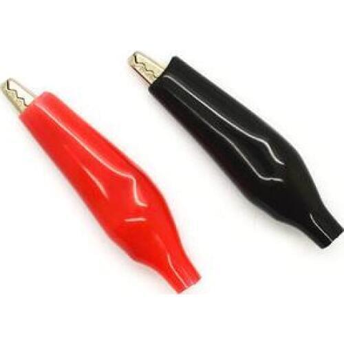 20pcs/lot Large 45MM Metal Alligator Clip Crocodile Electrical Clamp for Testing Probe Meter Black and Red with Plastic Boot
