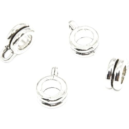 30pcs Antique Silver Bail Tube Beads Spacer Bead Hanger Alloy Metal Charms For DIY Bracelet Jewelry Accessories Making 11*8mm