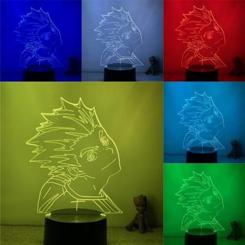 3D Nightlight Anime Haikyuu Kotaru Bokuto Face Action Figure 7 Colors Touch Optical Illusion Table Lamp Gift Decor Model