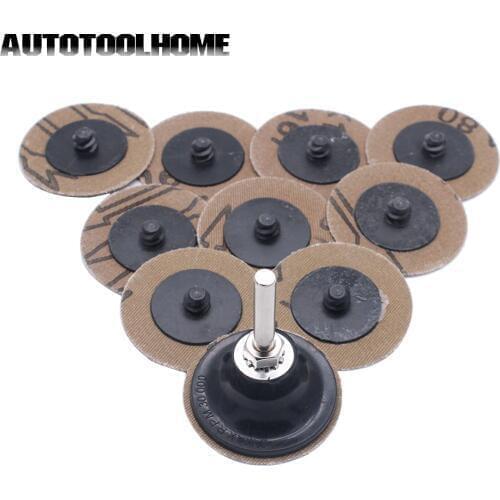 26Pc 2 Inch Sanding Disc Abrasive Wheel For Roloc 50mm Pad Sandpaper Adapter with 1/4" Mandrel 60 80 100 120 Grit Finishing Tool