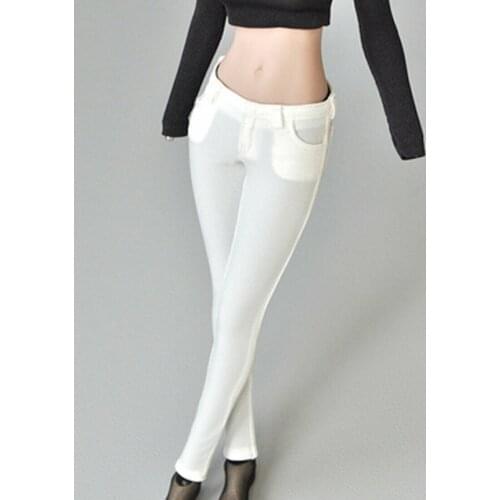 1/6th White Slim Stretch Trendy Pencil Pants Model for 12" Female Body Figure