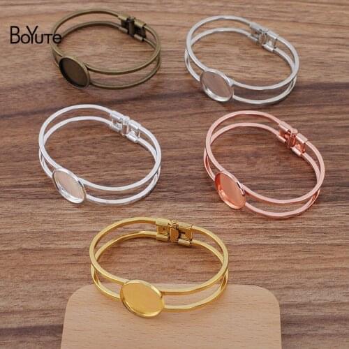 BoYuTe (5 Pieces/Lot) 65*60MM Metal Brass Bracelet Base with 20MM 25MM Blank Tray DIY Handmade Jewelry Accessories