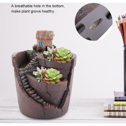 House Design Cactus Resin Flowerpot Planter Garden Succulent Plant Pot for Home Desktop Decor