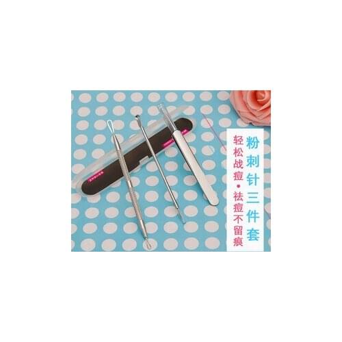 By dhl or ems 100sets 3pcs/set Acne Tweezer Machine Removal Pimple Needle Blackhead Remover Black Head Extractor tool