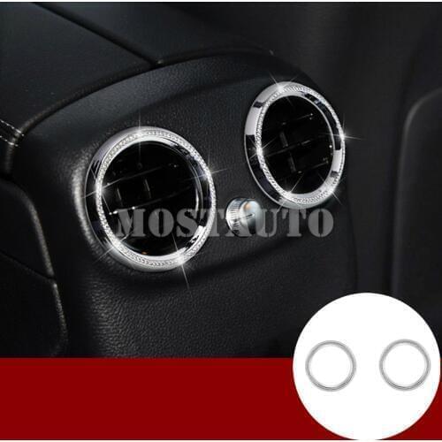 For Benz GLC X205 X253 Rhinestone Style Console Rear Air Vent Outlet Cover Ring 2015-2018 2pcs Car Accessories Interior Car Trim