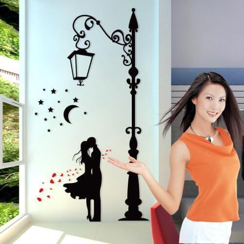 European Street Lamp 3d Wallpaper Porch Corridor Home Decoration Wall Sticker Black Red Romantic Wall Stickers For Living Room