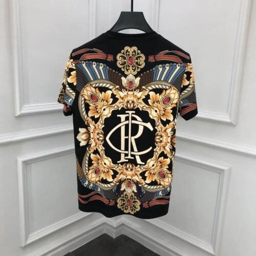 Tees High Quality Cotton 2021 Summer Runway Fashion Black Tiger Print Beading Diamonds Casual Holiday Plus Size T-shirt